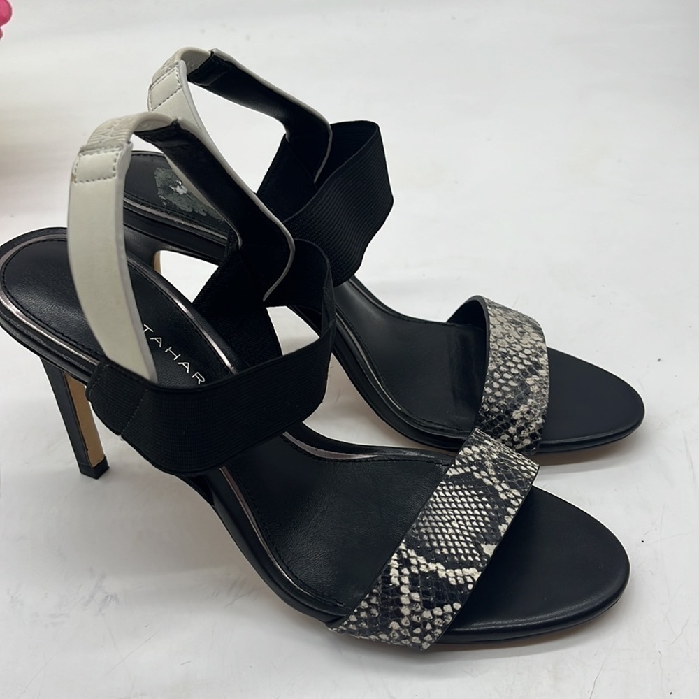 Elie Taheri Black Snakeskin Heels Size 37.5 BHE4032D